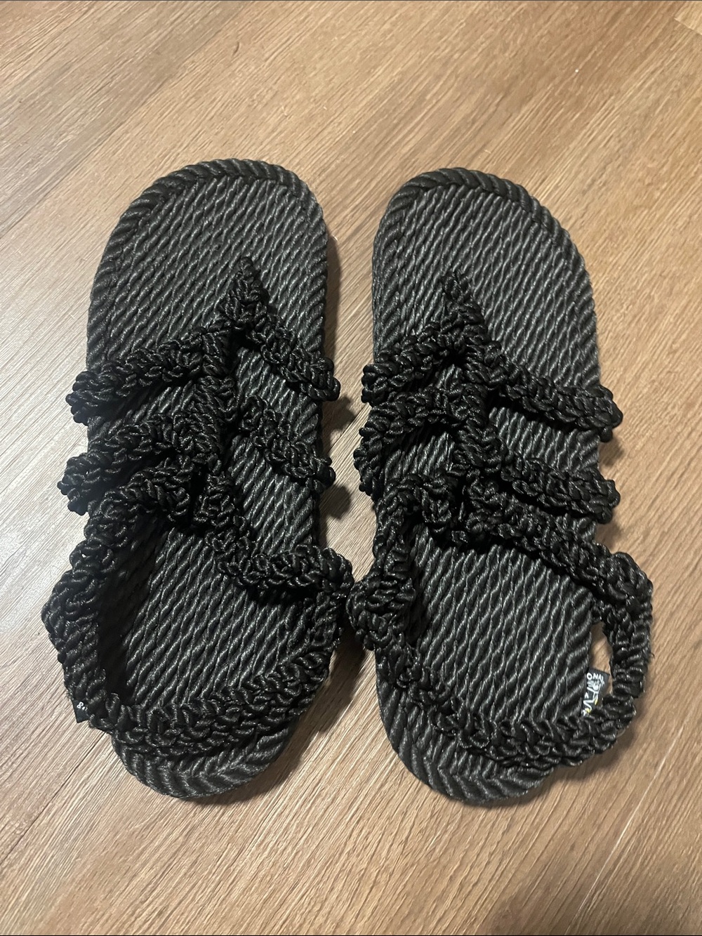Nomadic State of Mind Woven Rope Strap Slide Sandals — Black size 38